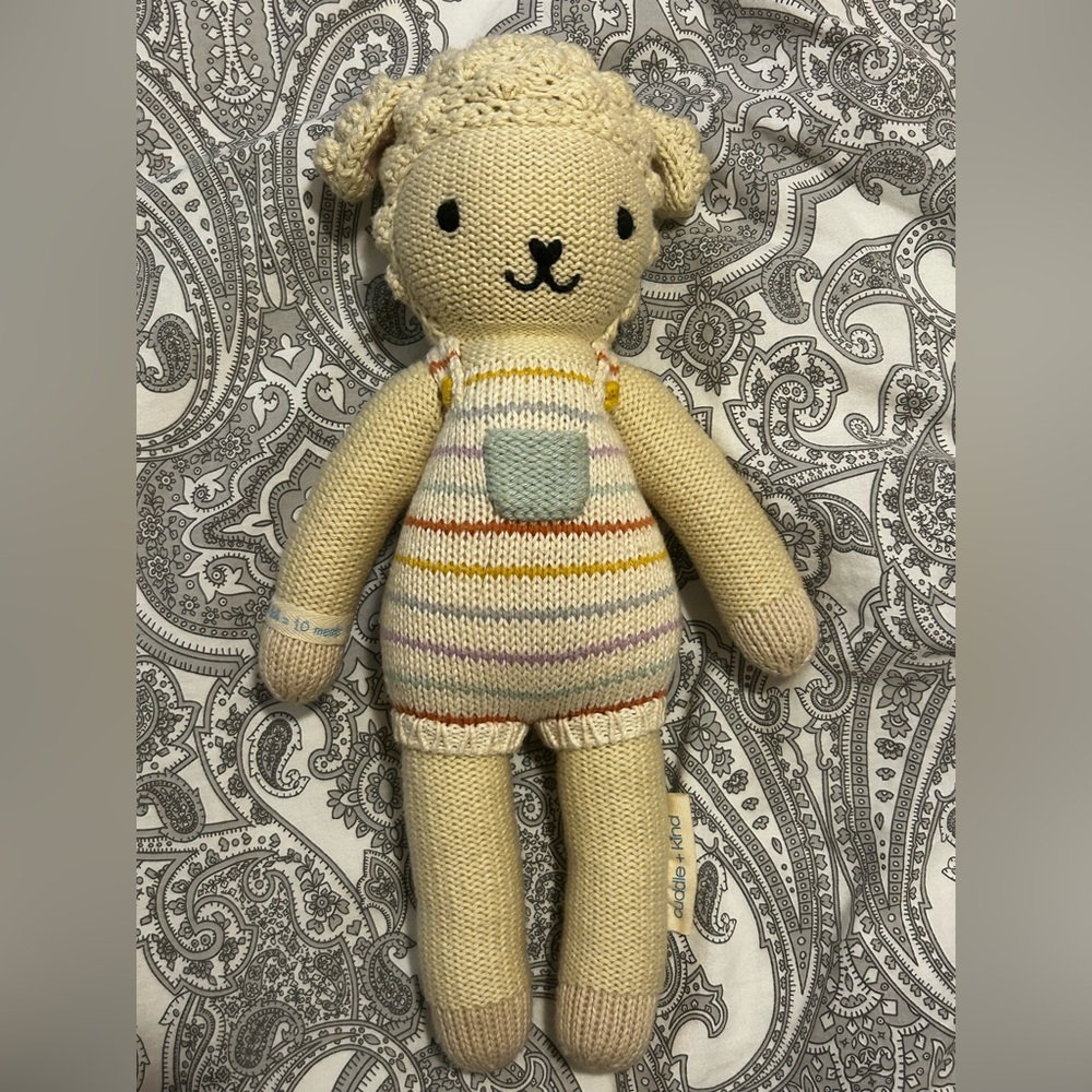 Cuddle+Kind, Avery the lamb, Striped Knit Lamb Plush Toy